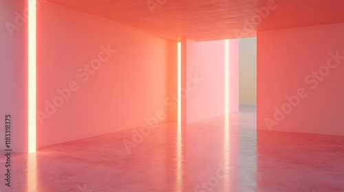 Abstract minimalist pink room neon light design