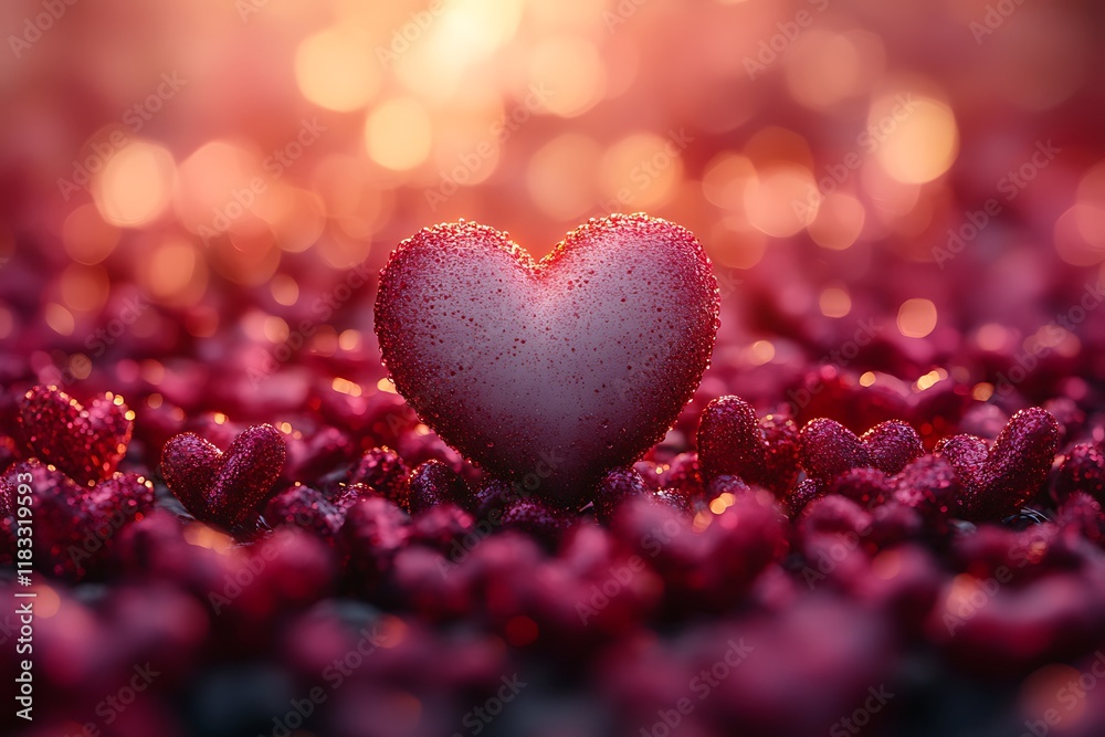 Obraz premium Happy Valentines Day Background with 3D Hearts