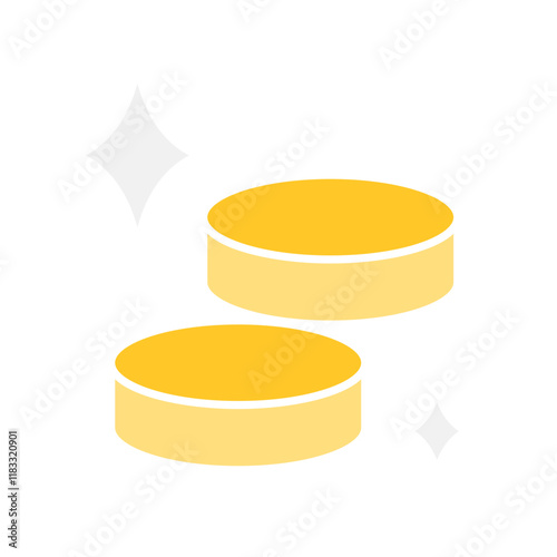 Coin icon in flat color style