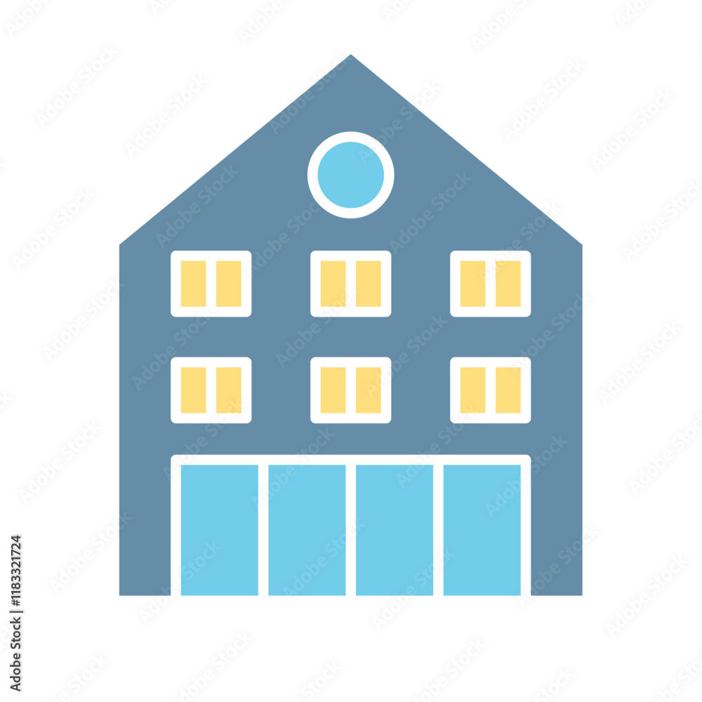 Building icon in flat color style Building icon in flat color style