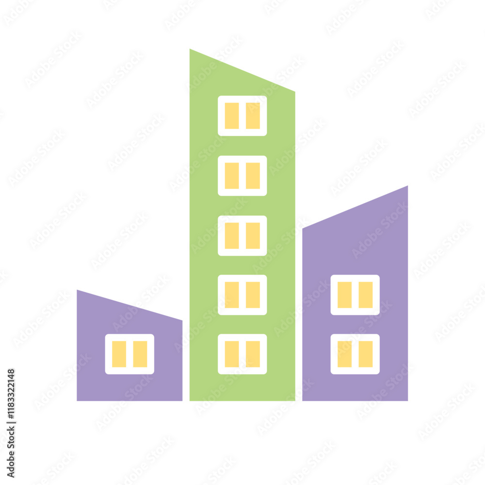 Buildings icon in flat color style Buildings icon in flat color style
