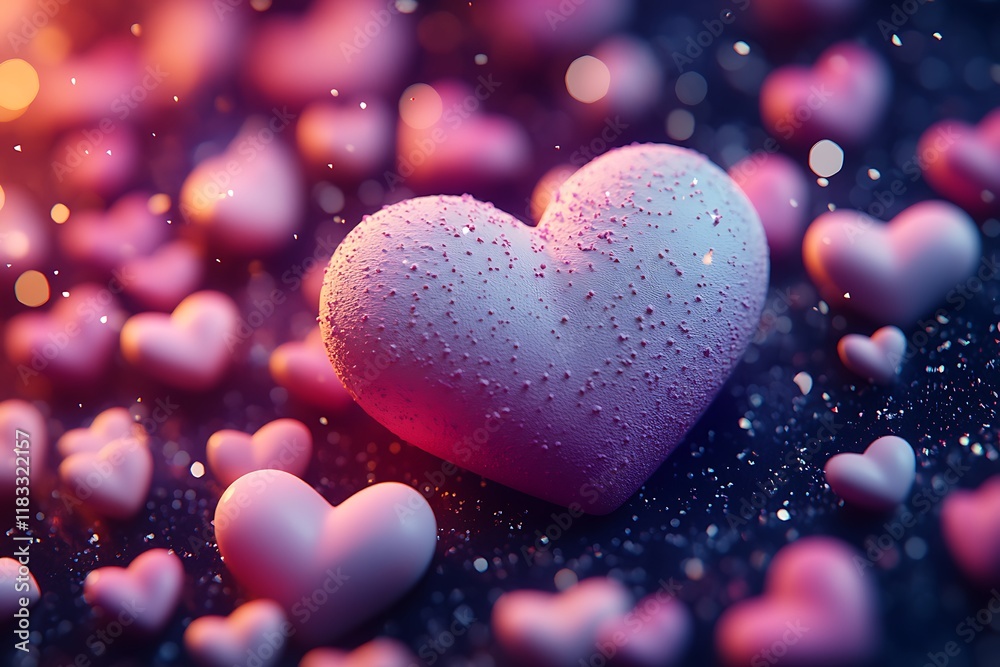 Obraz premium Happy Valentines Day Background with 3D Hearts
