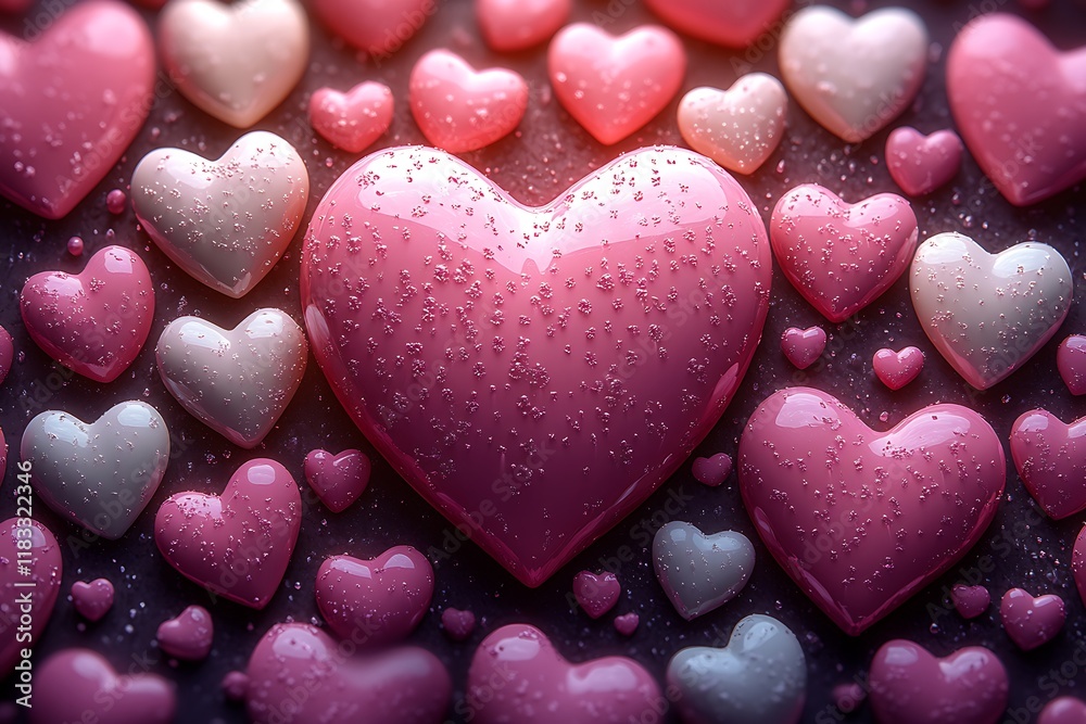 Happy Valentines Day Background with 3D Hearts Happy Valentines Day Background with 3D Hearts