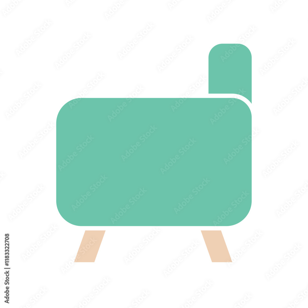 couch icon in flat color style couch icon in flat color style