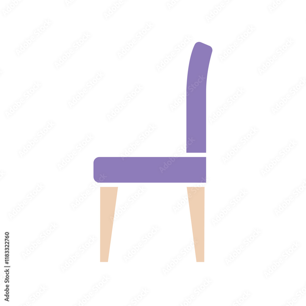 Dining chair icon in flat color style Dining chair icon in flat color style