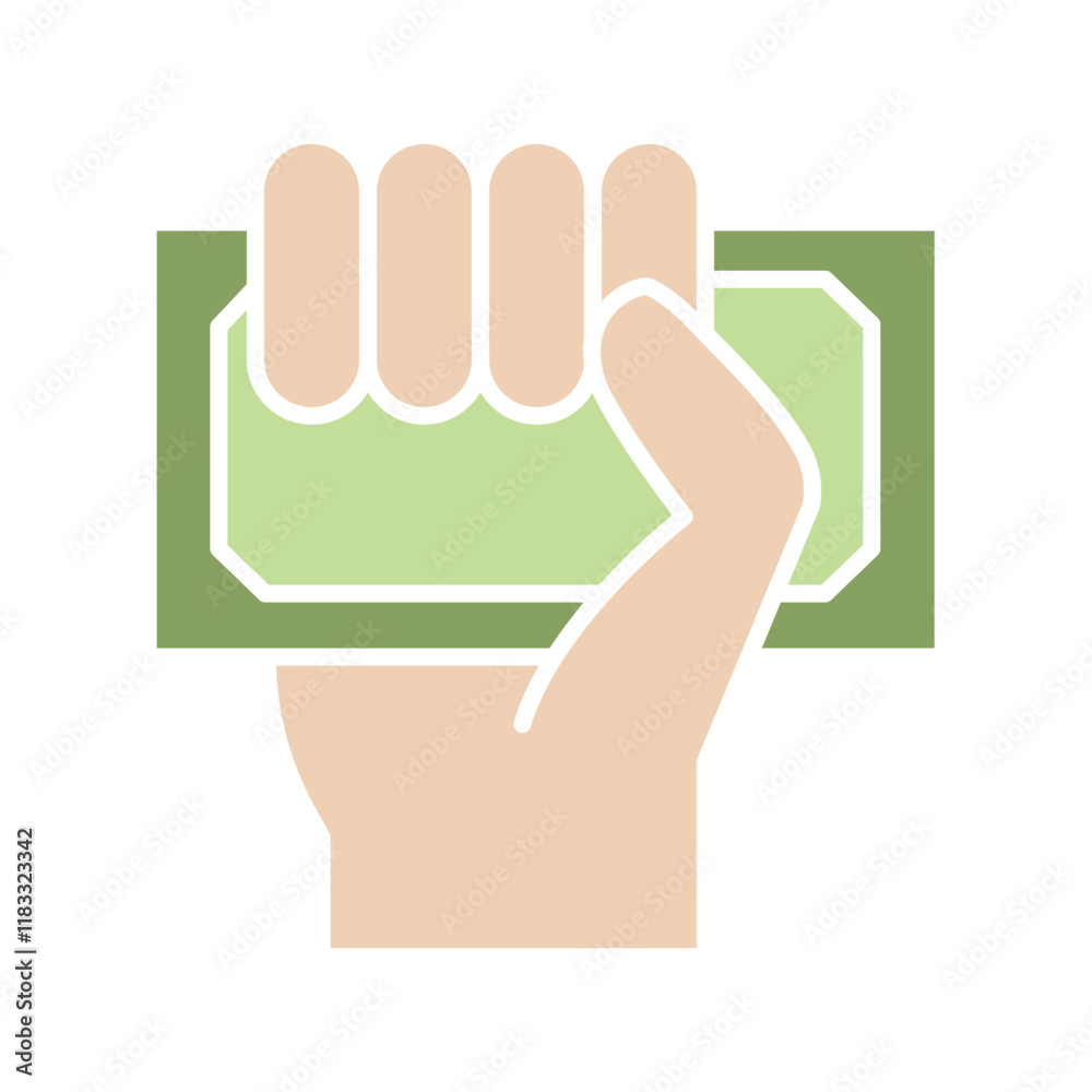 Hand holding money icon in flat color style Hand holding money icon in flat color style