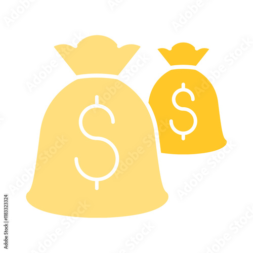 Money bag icon in flat color style