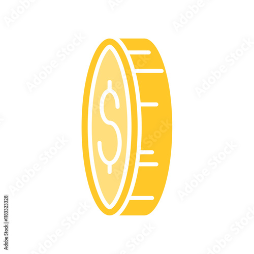 Coin icon in flat color style