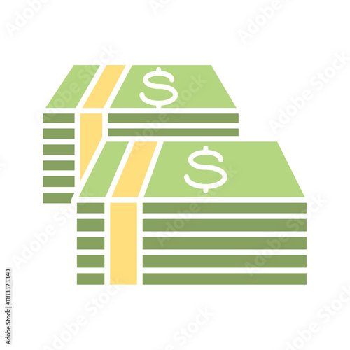 Banknote icon in flat color style