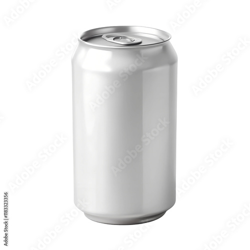White soda can mockup isolated on transparent background.