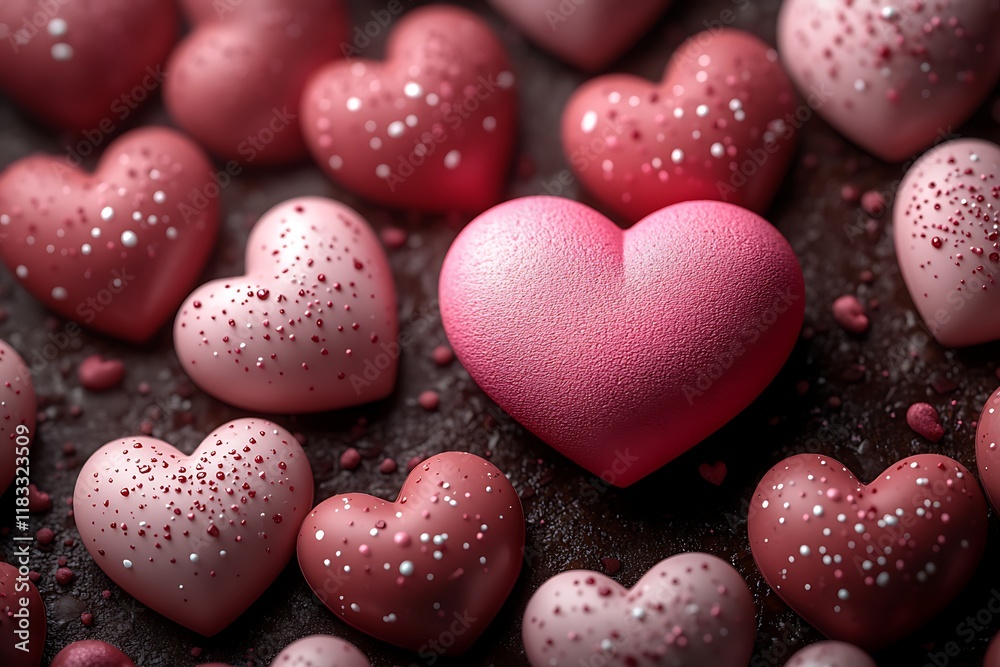 Obraz premium Happy Valentines Day Background with 3D Hearts