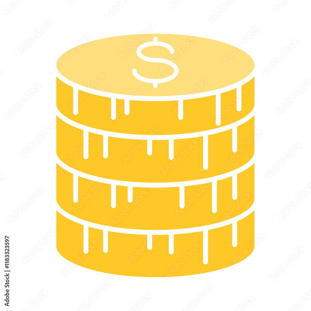 Coins icon in flat color style