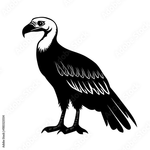 Detailed black and white illustration of a majestic eagle. photo