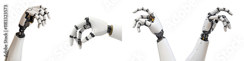 Robotic Hands in Motion A Captivating Study of Futuristic Automation and Intelligence  This image showcases the intricate mechanical movements and digital capabilities of advanced robotic technology