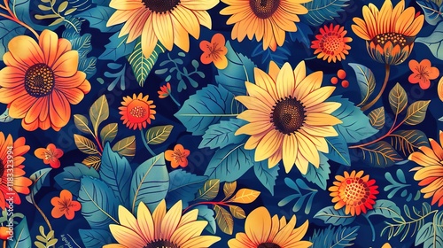 Wallpaper Mural sunflower seamless pattern wallpaper Torontodigital.ca