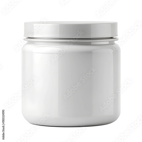 White jar mockup isolated on transparent background.