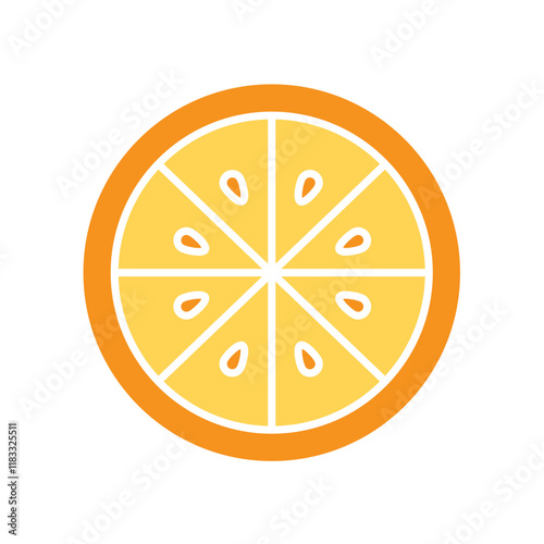 Slice of orange icon in flat color style