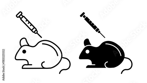 Animal testing icons set in black filled and line stroke style on white background