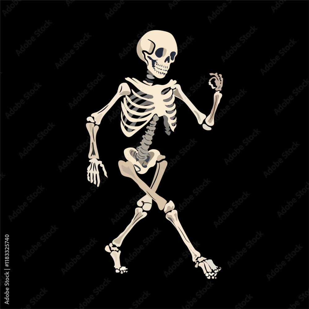 Fototapeta premium Dancing Skeleton vector for t shirt design.