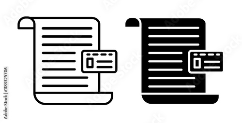 Billing icons set in black filled and line stroke style on white background