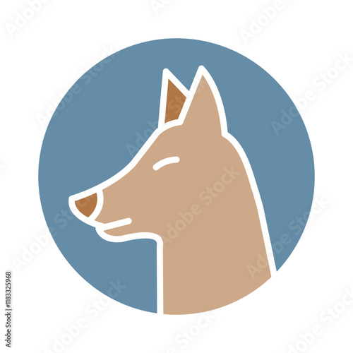 Dog icon in flat color style