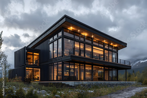 metal box containers make into house
