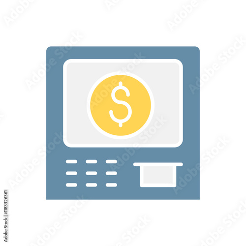 ATM machine icon in flat color style