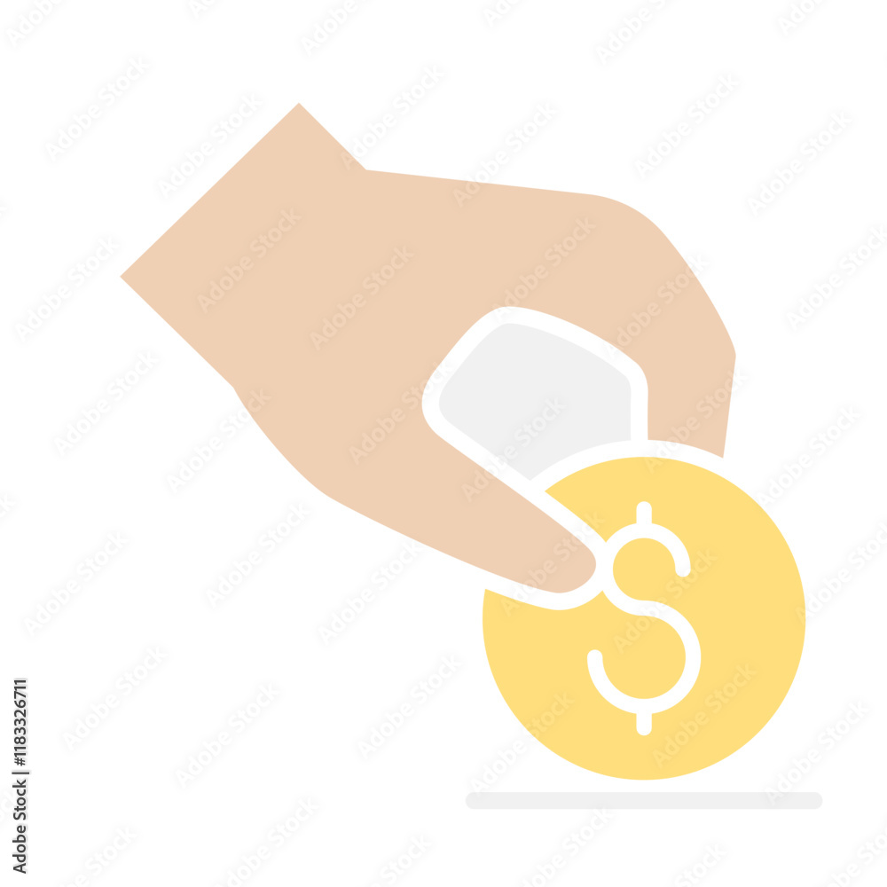 Saving money icon in flat color style Saving money icon in flat color style