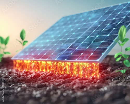 Illustration of layered solar panels showing efficient energy absorptio photo