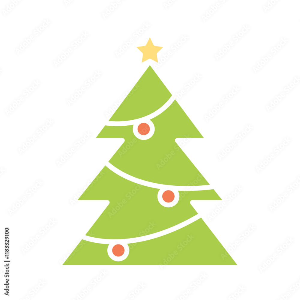 Fototapeta premium Christmas tree icon in flat color style