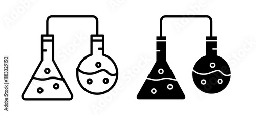 Science icons set in black filled and line stroke style on white background