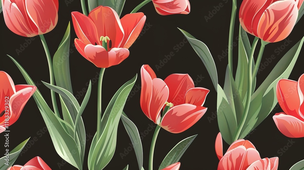 Obraz premium tulip seamless pattern wallpaper