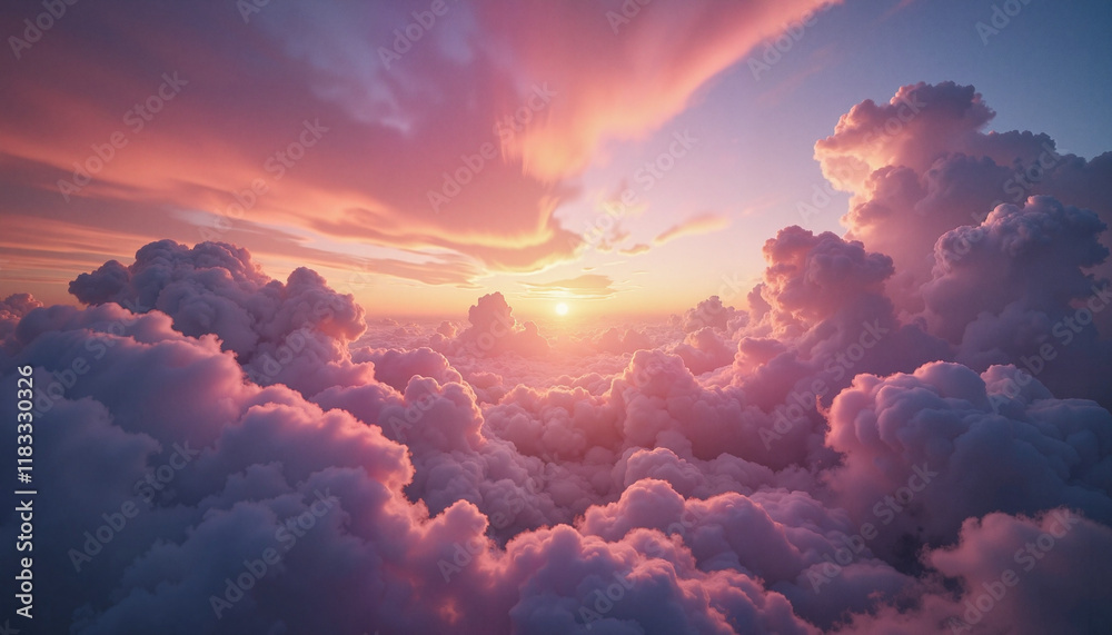 Fototapeta premium Dynamic cloudscape at twilight with swirling colors, ethereal beauty