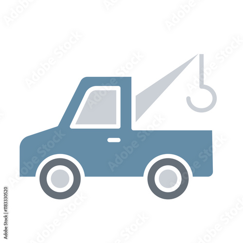 Tow truck icon in flat color style