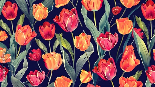 tulip seamless pattern wallpaper