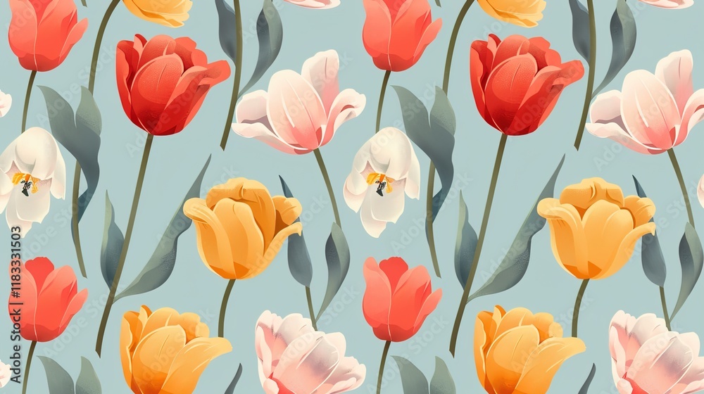 Naklejka premium tulip seamless pattern wallpaper