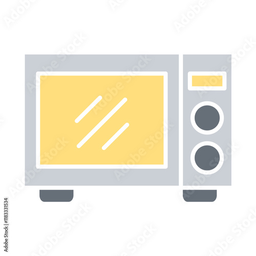 Microwave oven icon in flat color style