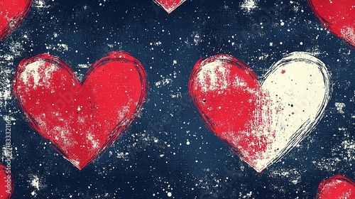 Red and White Hearts Against a Dark Blue Background