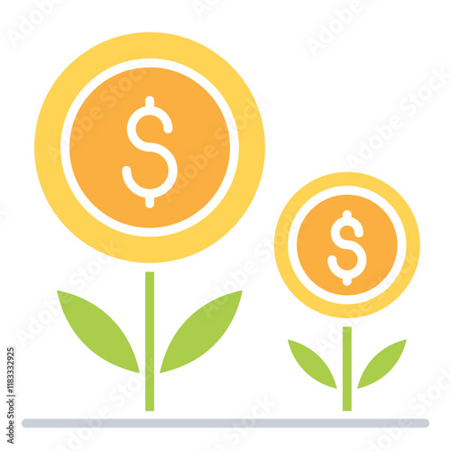 profit icon in flat color style
