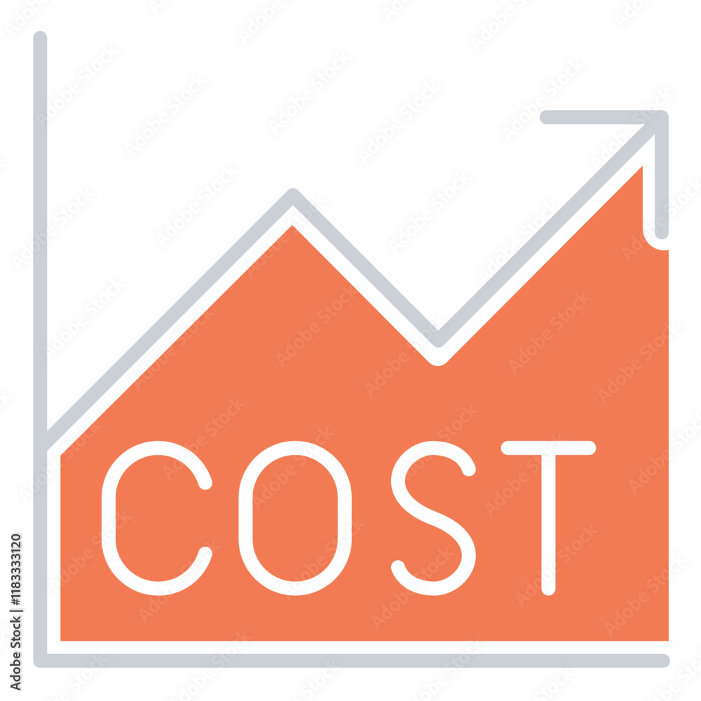 Business cost graph icon in flat color style Business cost graph icon in flat color style