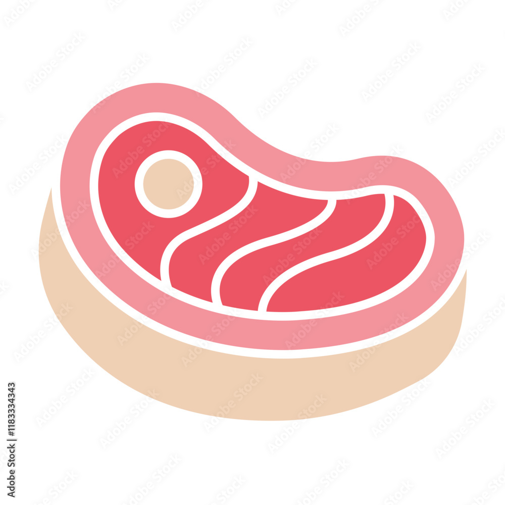 Meat icon in flat color style Meat icon in flat color style