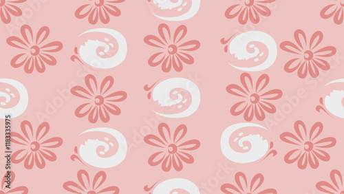 flower seamless pattern on pink tone , Motif ethnic  floral textil,  embroidery, print striped ornament floral, pattern, design for wrapping, silk, scarf, background,textile.