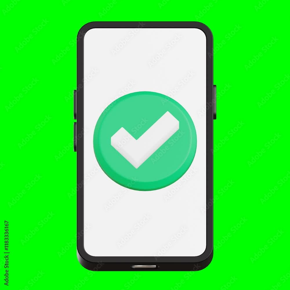Success Notification Icon on a Smartphone 3D animation Success Notification Icon on a Smartphone 3D animation