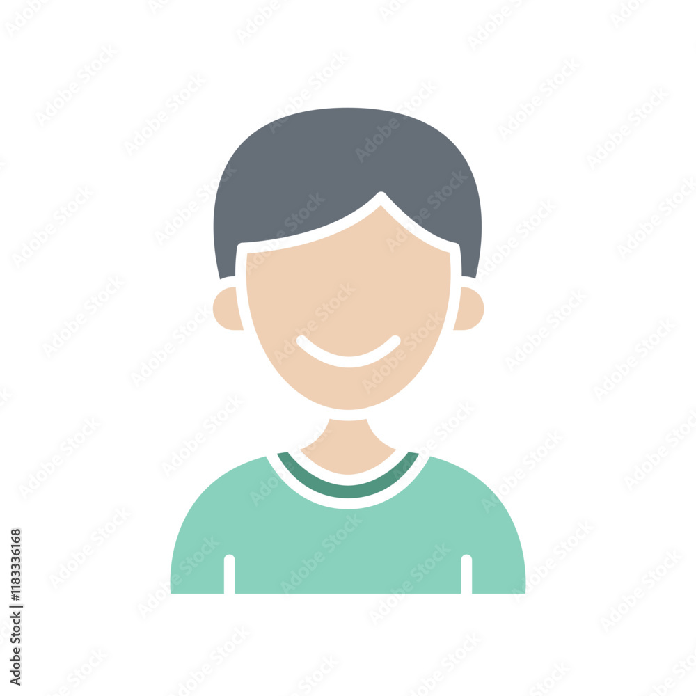 Happy Boy icon in flat color style Happy Boy icon in flat color style