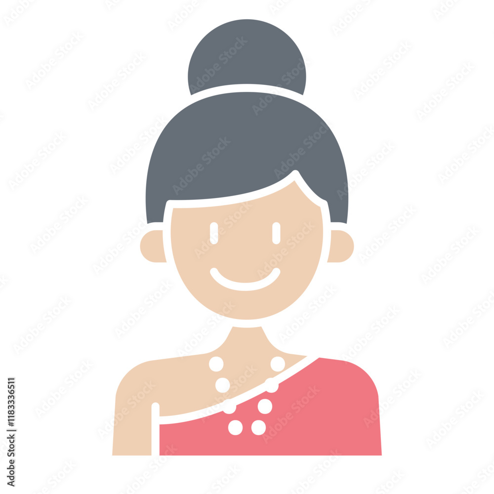 Thai Woman icon in flat color style Thai Woman icon in flat color style