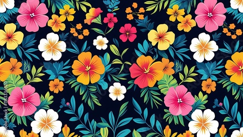 Wallpaper Mural Vibrant Tropical Flowers Bloom in Colorful Pattern Torontodigital.ca