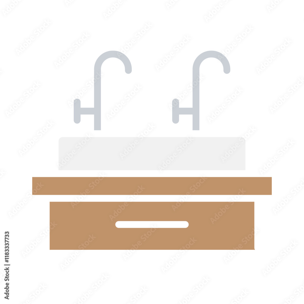Sink icon in flat color style Sink icon in flat color style