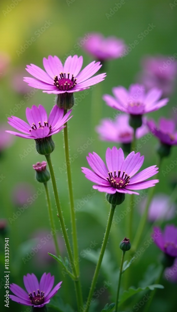 Purple Phacelia tanacetifolia flowers blooming in a garden, nature, field Purple Phacelia tanacetifolia flowers blooming in a garden, nature, field
