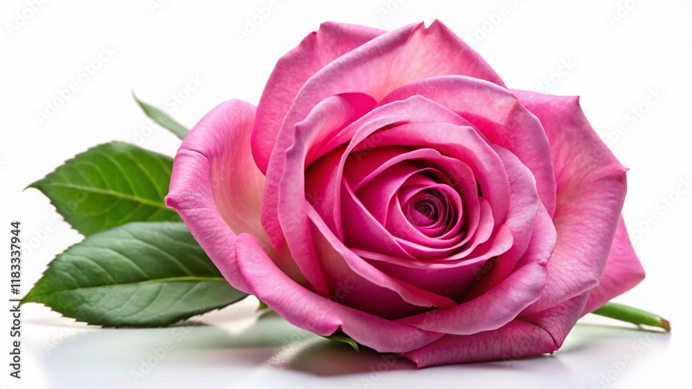 Panoramic Pink Rose Isolated on White Background - Stunning Floral Image Panoramic Pink Rose Isolated on White Background - Stunning Floral Image