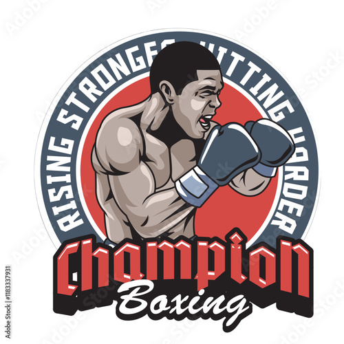 Vector Illustration of Boxer with Detailed Vector Illustration Available for Logo Badge